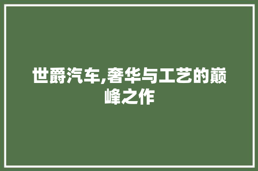 世爵汽车,奢华与工艺的巅峰之作