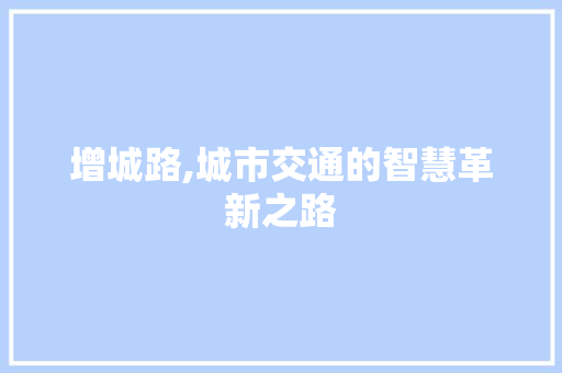 增城路,城市交通的智慧革新之路