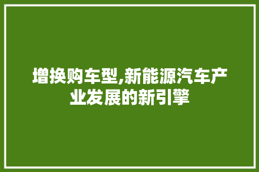 增换购车型,新能源汽车产业发展的新引擎