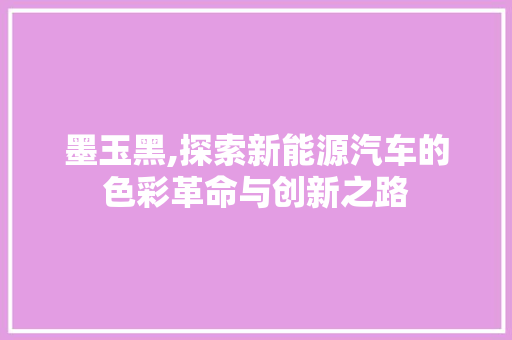 墨玉黑,探索新能源汽车的色彩革命与创新之路
