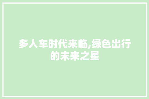 多人车时代来临,绿色出行的未来之星