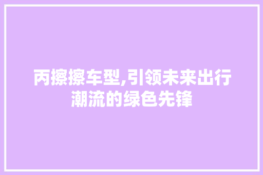 丙擦擦车型,引领未来出行潮流的绿色先锋