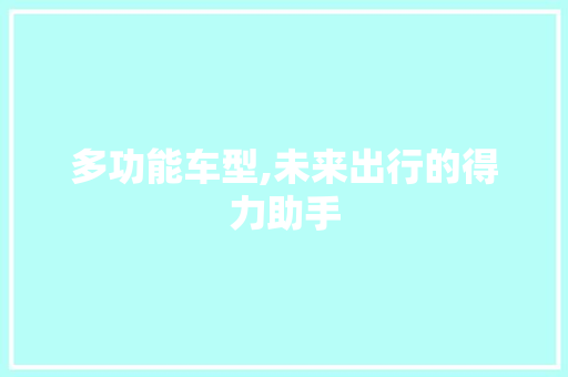 多功能车型,未来出行的得力助手