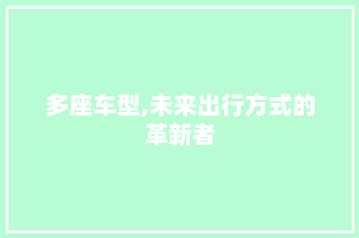 多座车型,未来出行方式的革新者