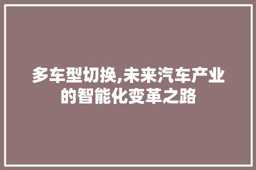 多车型切换,未来汽车产业的智能化变革之路 底盘配件
