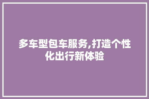 多车型包车服务,打造个性化出行新体验
