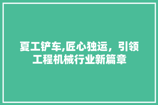 夏工铲车,匠心独运，引领工程机械行业新篇章
