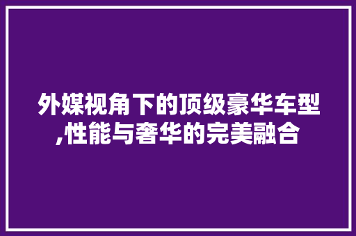 外媒视角下的顶级豪华车型,性能与奢华的完美融合